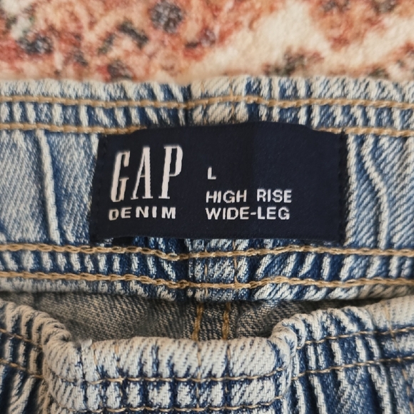 NWT GAP Light Blue Denim High Rise Wide Leg Pants Size L - Picture 4 of 6